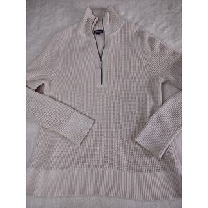 Patagonia Sweater Worn Wear Mens Medium Waffle Knit Beige 1/4 Zip Collared